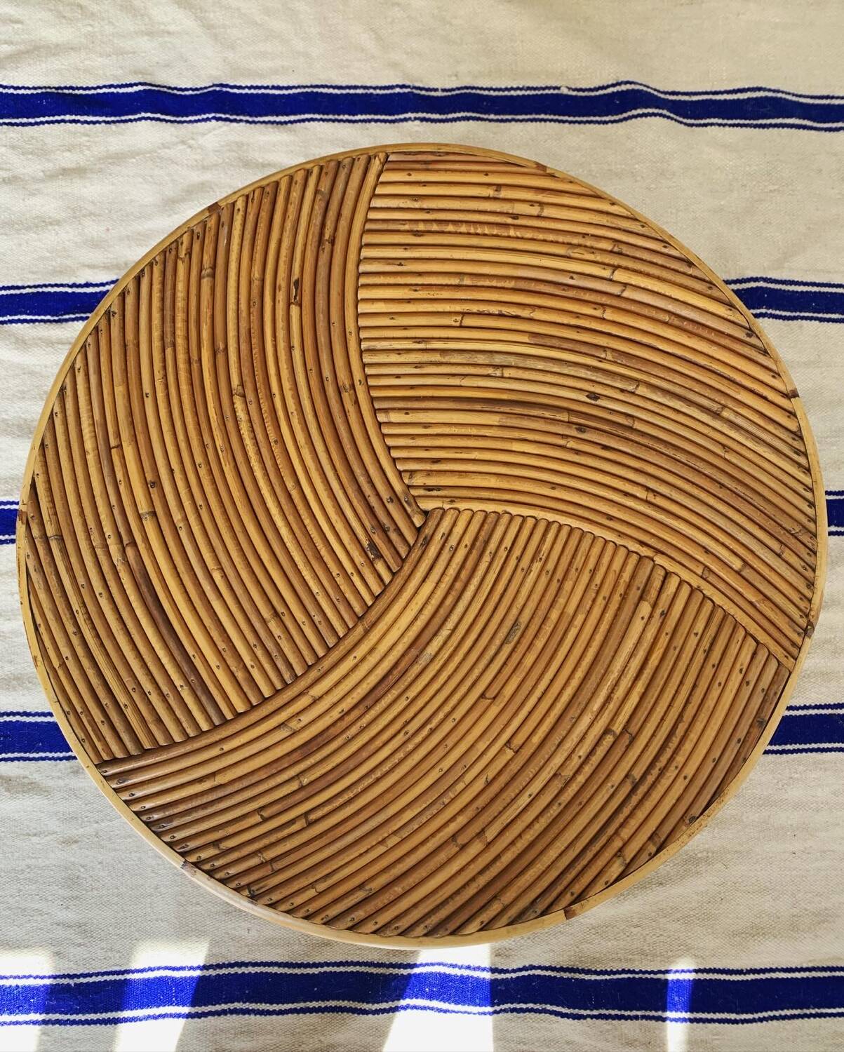 Vintage rattan and bamboo coffee table