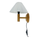 Vintage pine wall lamp and wool lampshade, 1960s