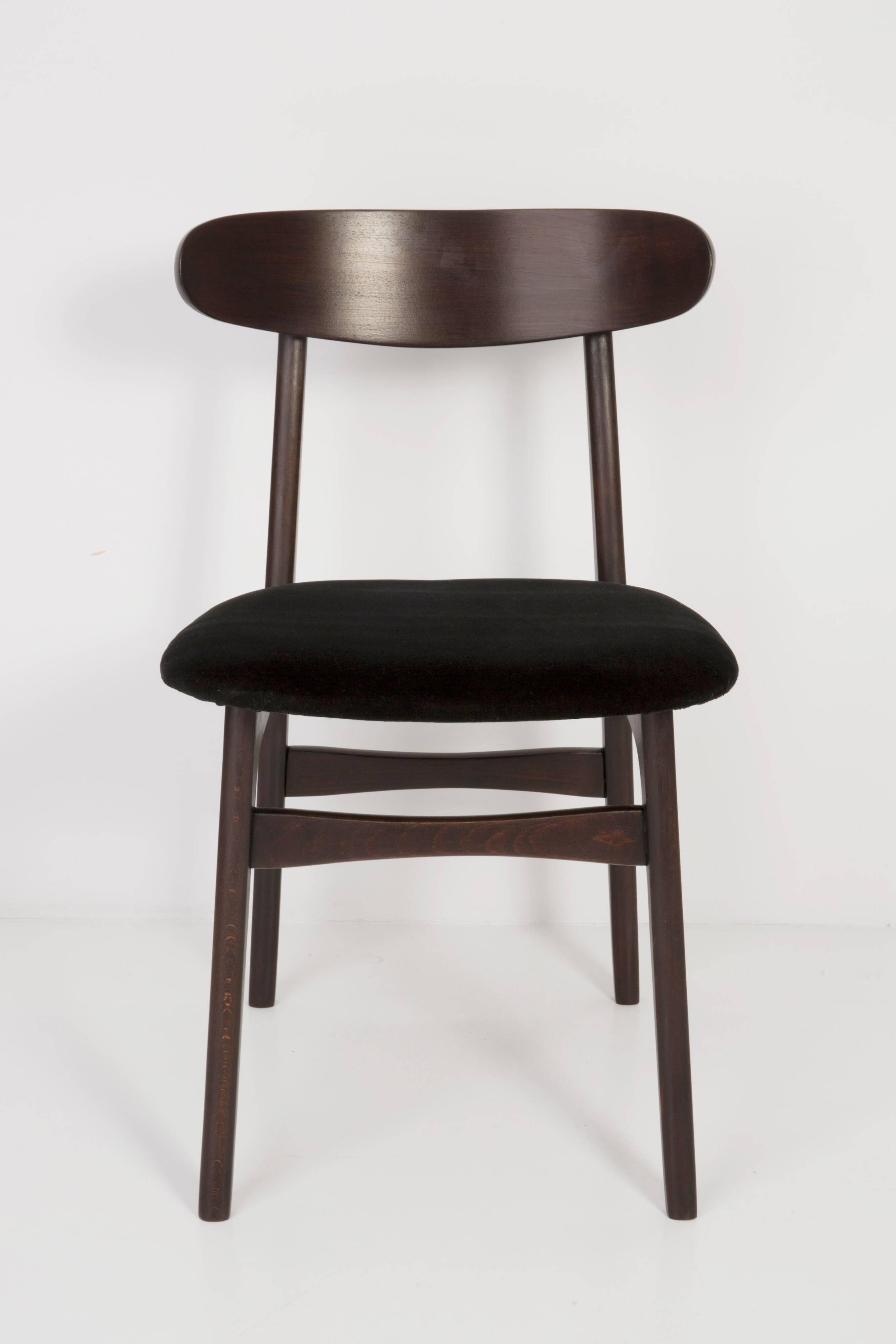 Black velvet armchair mid-century by Rajmund Halas, Poland, 1960.