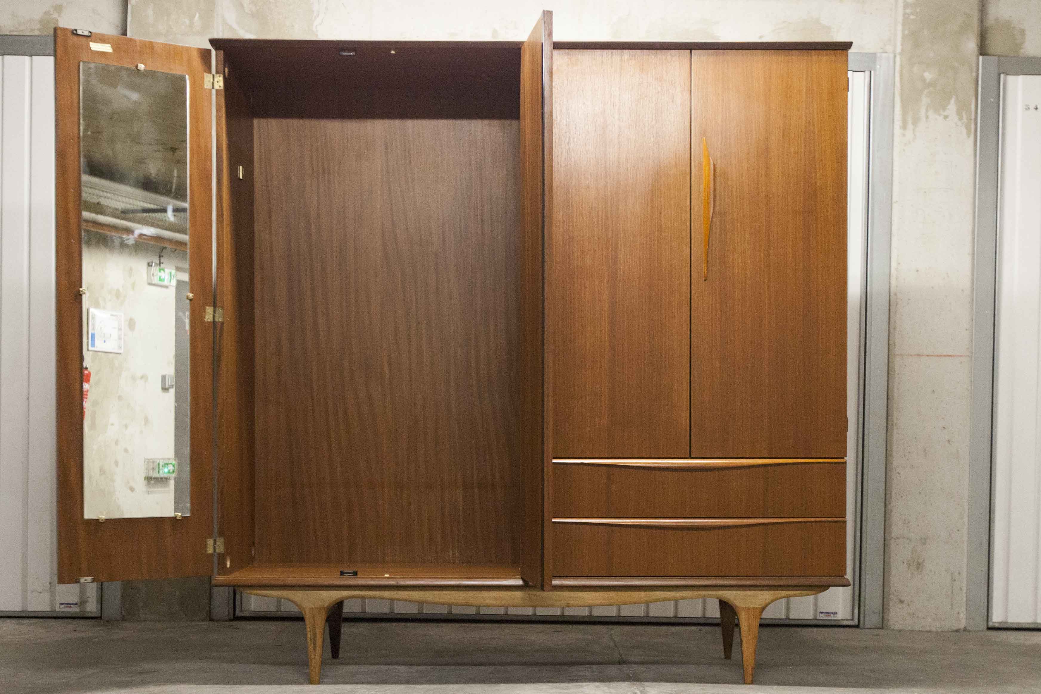 Scandinavian teak cabinet 1960 with mounting plan