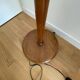Antique wooden floor lamp with opaline glass shade