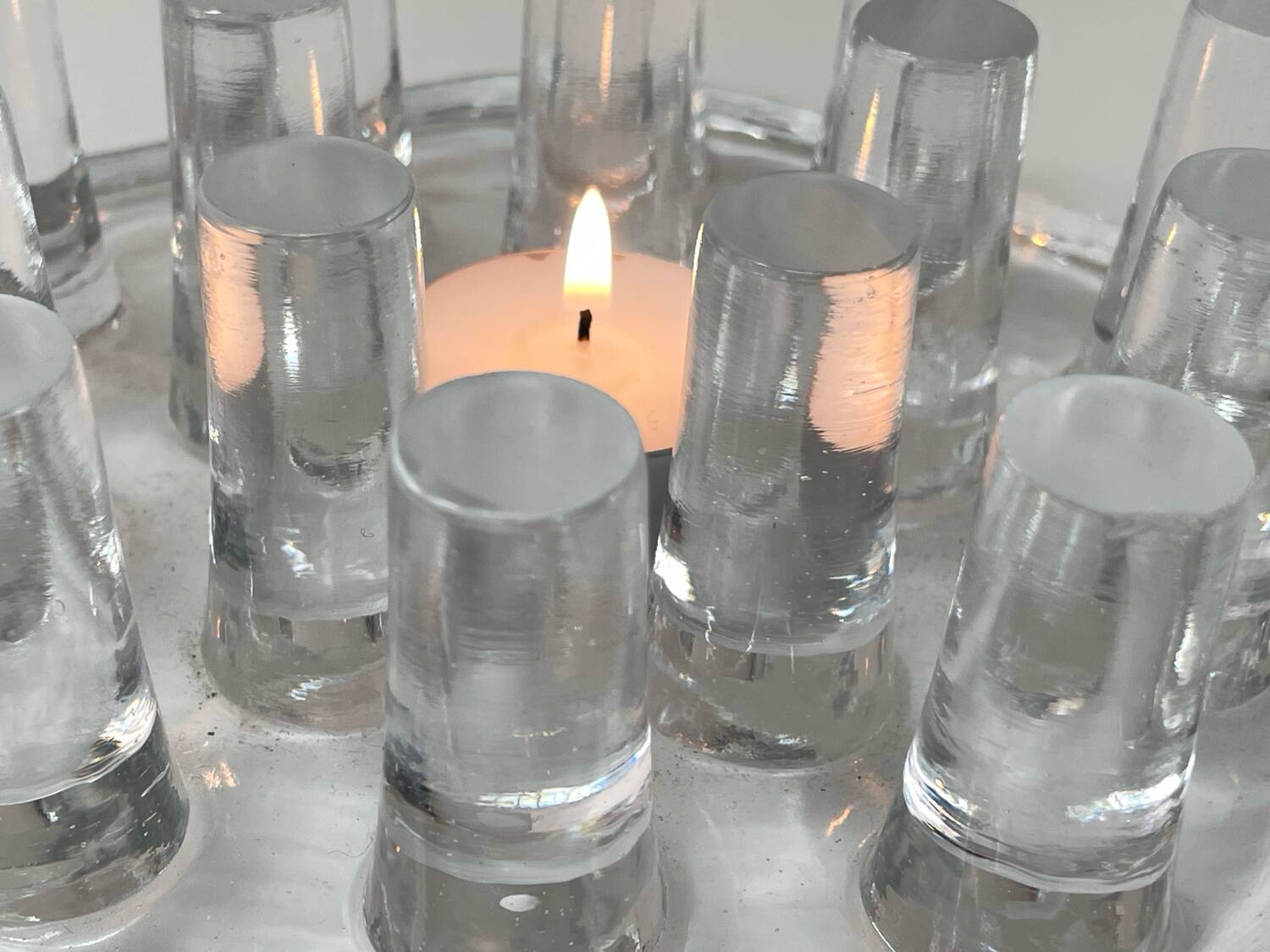 • Vintage solid glass sculptural candlestick