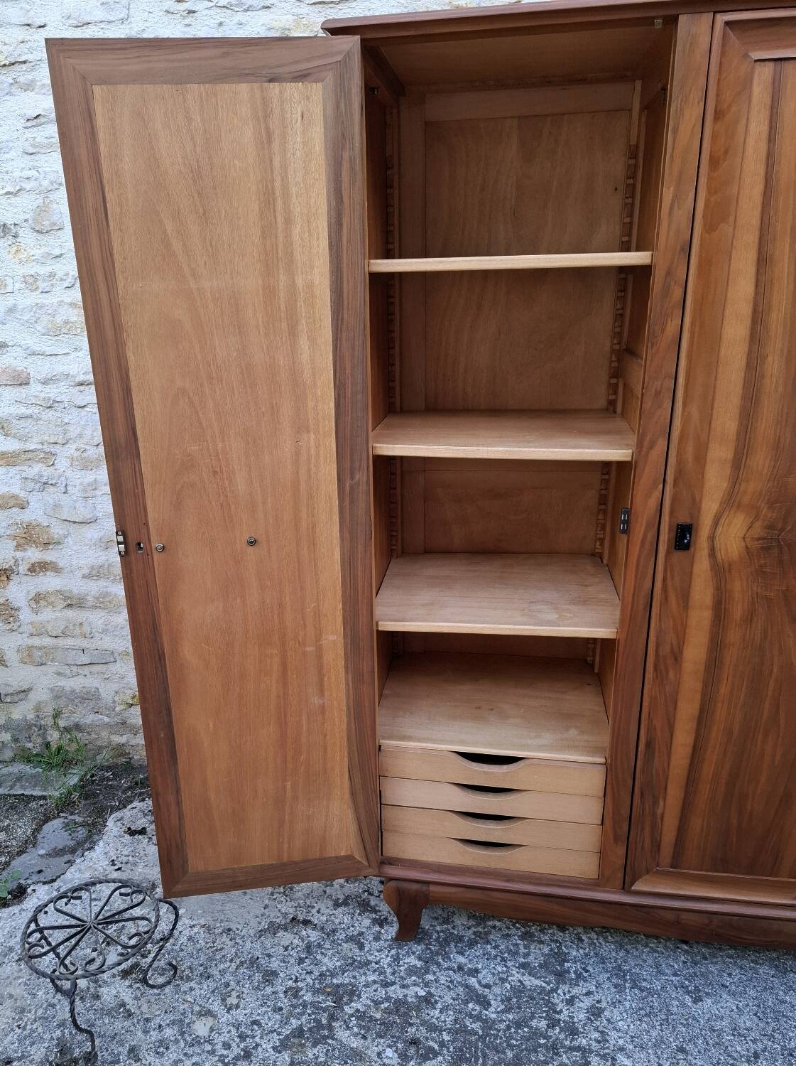 3-door walnut wardrobe