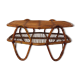 Table basse avec plateau porte-revue en rotin vintage des années 60