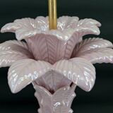 Palm tree lamp in pearly pink ceramic, Italy, circa 1960