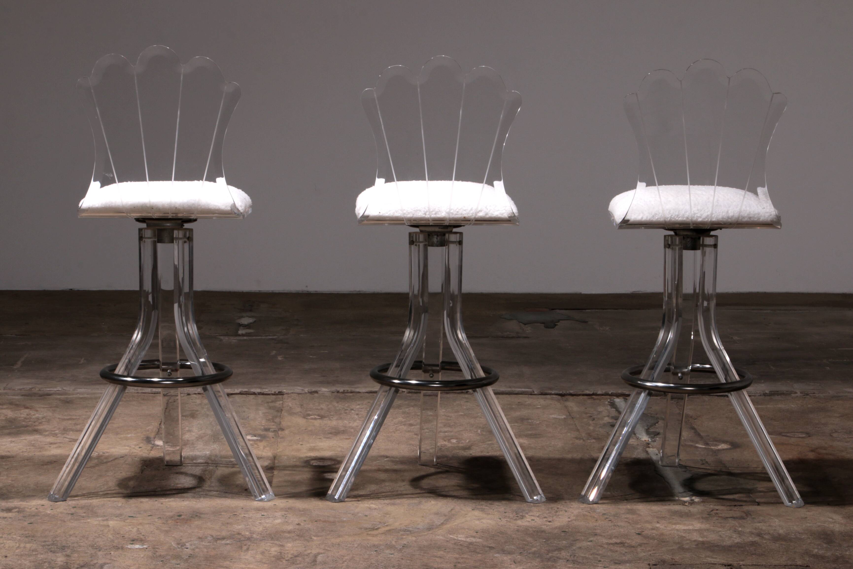 Plexiglass lucite bar stools and chrome swivel bar chairs,Hill Manufacturers