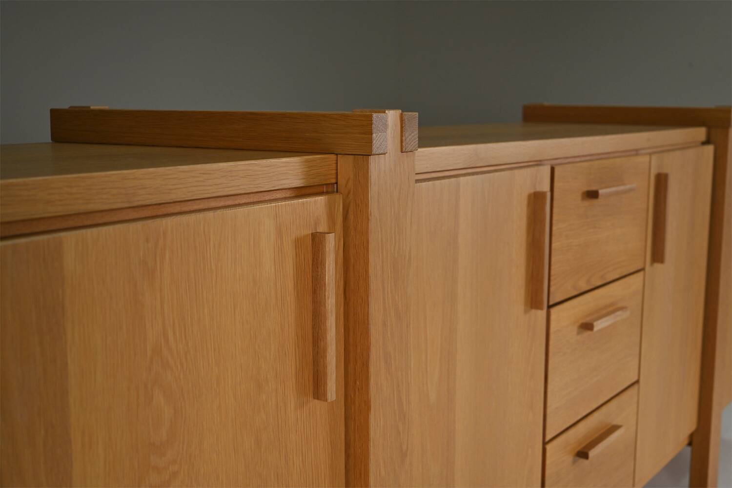 Large brustalist oak sideboard, Belgium.