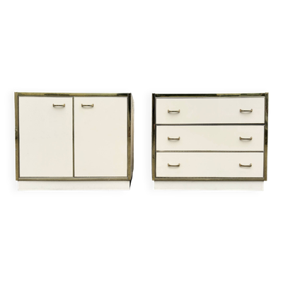 Ensemble cabinet et commode en laque ivoire, inspiré de Mahey et Vandel