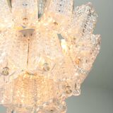 Vintage Austrolux Glass Chandelier: Mid-Century Chrome Pendant Light