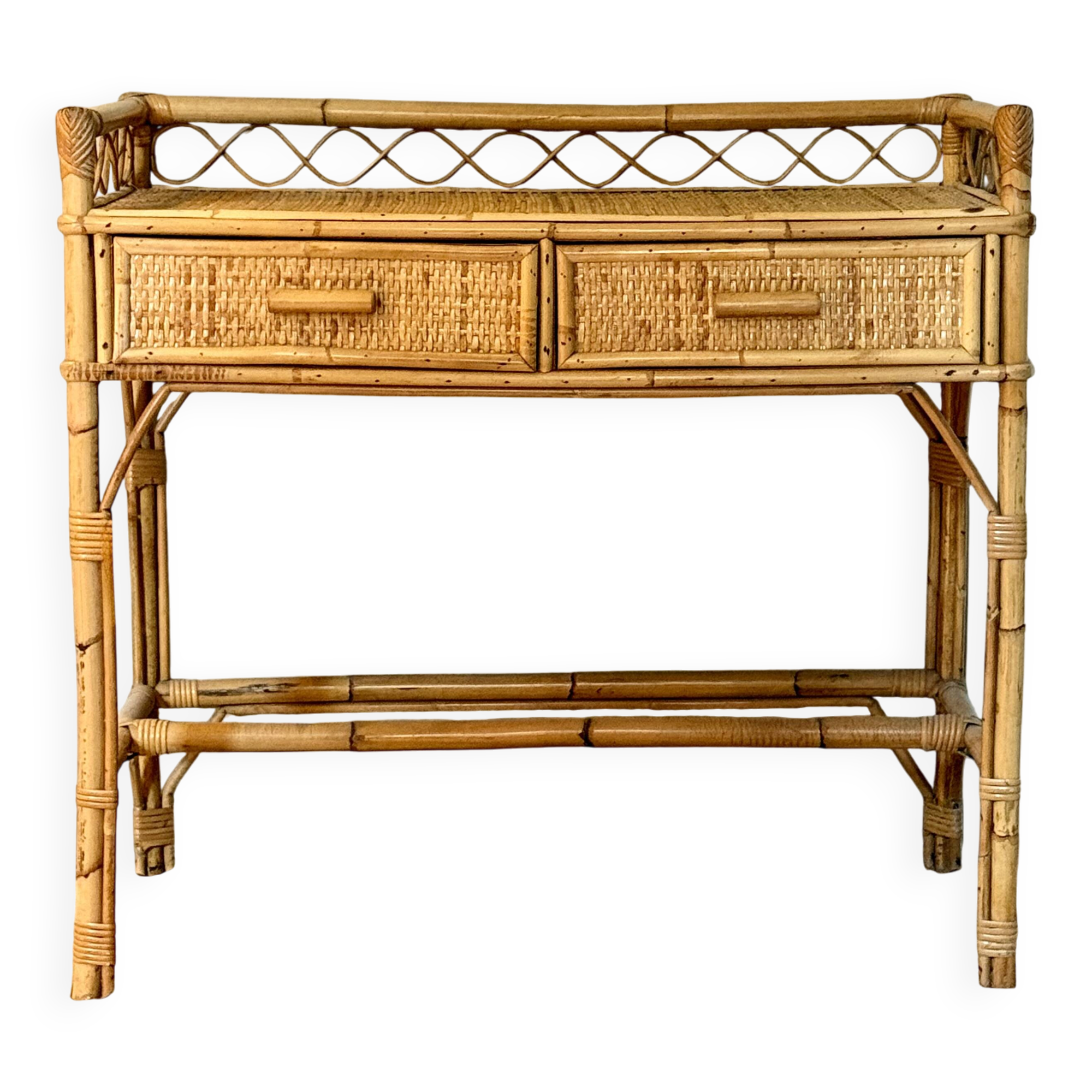 Vintage bamboo and rattan desk
