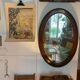 Large antique oval mahogany mirror, mercury glass, 19th century