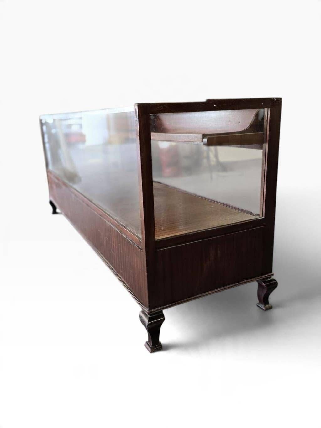 Comptoir de magasin/vitrine/présentoir vintage en bois