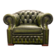 Handcrafted Chesterfield Club Armchair in Earthy Green Tone