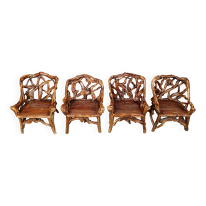 Fauteuils rustiques en - lot