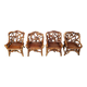 Rustic wood and knotted root armchairs, set of 4 - 1960s