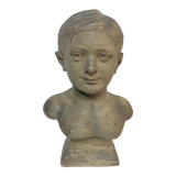 Bust of a young boy, plaster, monogrammed, circa 1900