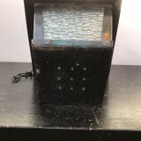 Suspension Old Lantern Metal Black - Vintage 70s Moulded Glass