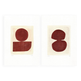 Painting duo - Tea and Infini - abstract illustration - Dark terracotta - signed eawy