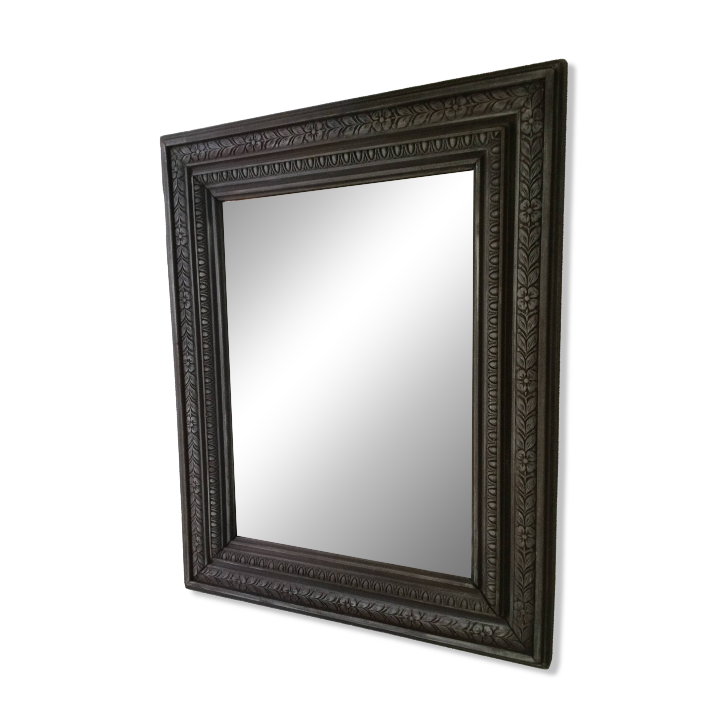 Antique patinated wood mirror