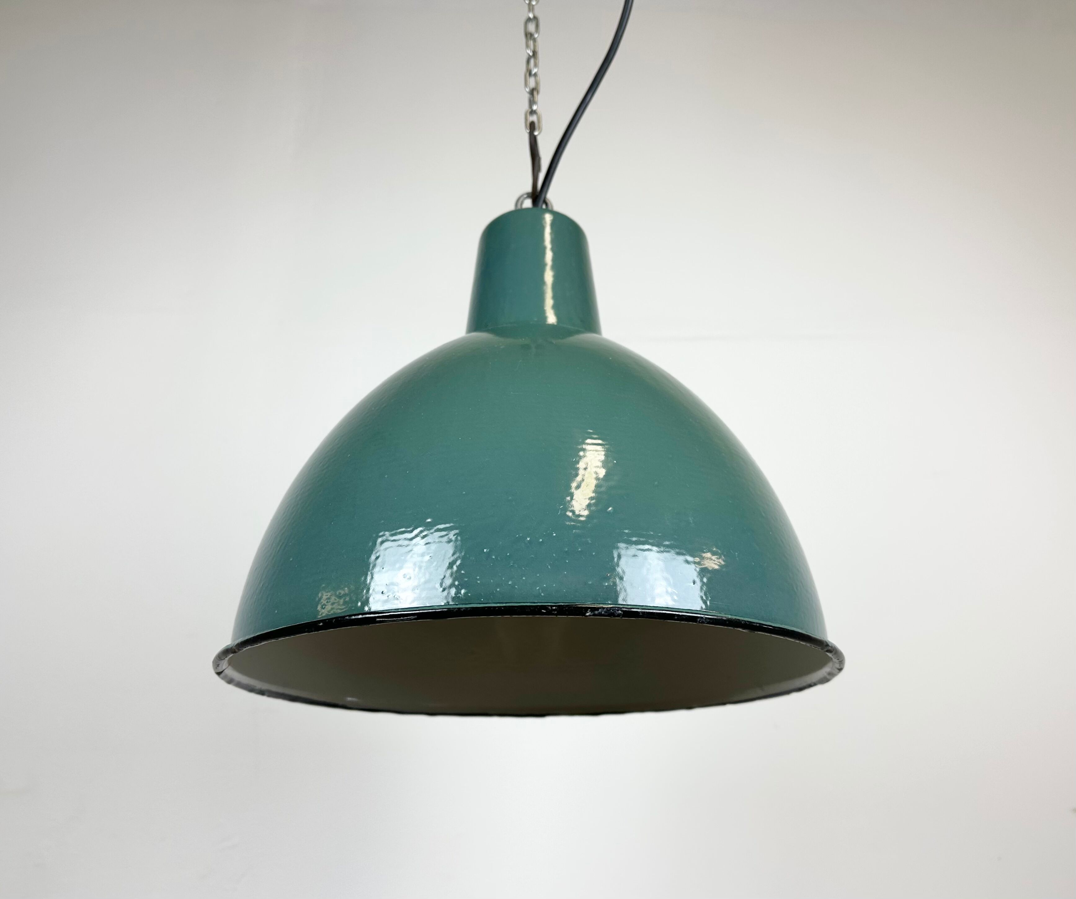 Industrial Green  Enamel Factory Lamp, 1960s