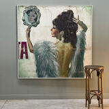Painted canvas The lady in the mirror