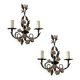 Lot de 2 appliques italiennes en tôle avec motif de roses