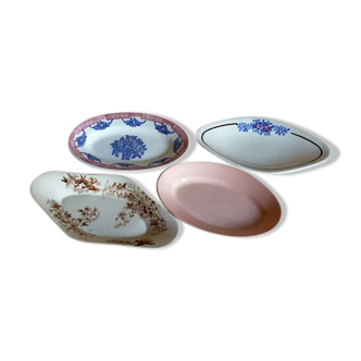 Set of four raviers in old French earthenware