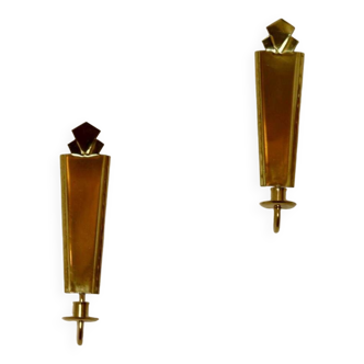Pair Of Mid Century Swedish Brass Sconces by Arvika