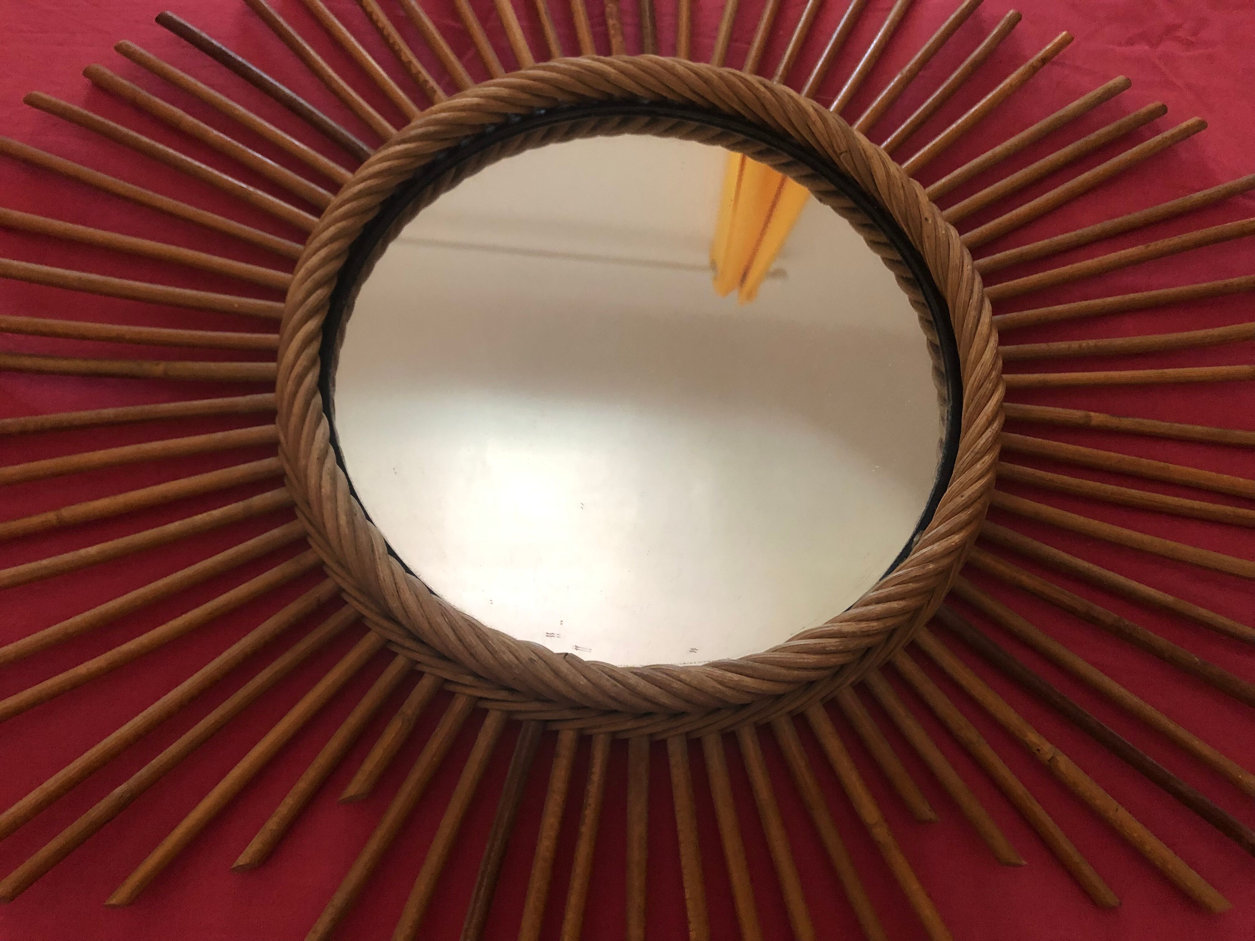 Vintage bamboo rattan mirror 60s