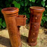 Pair of cylindrical furniture with drawers
