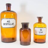 Bouteilles d'apothicaire vintage | ensemble de 3 | Bouteilles XL | millésime des années 30