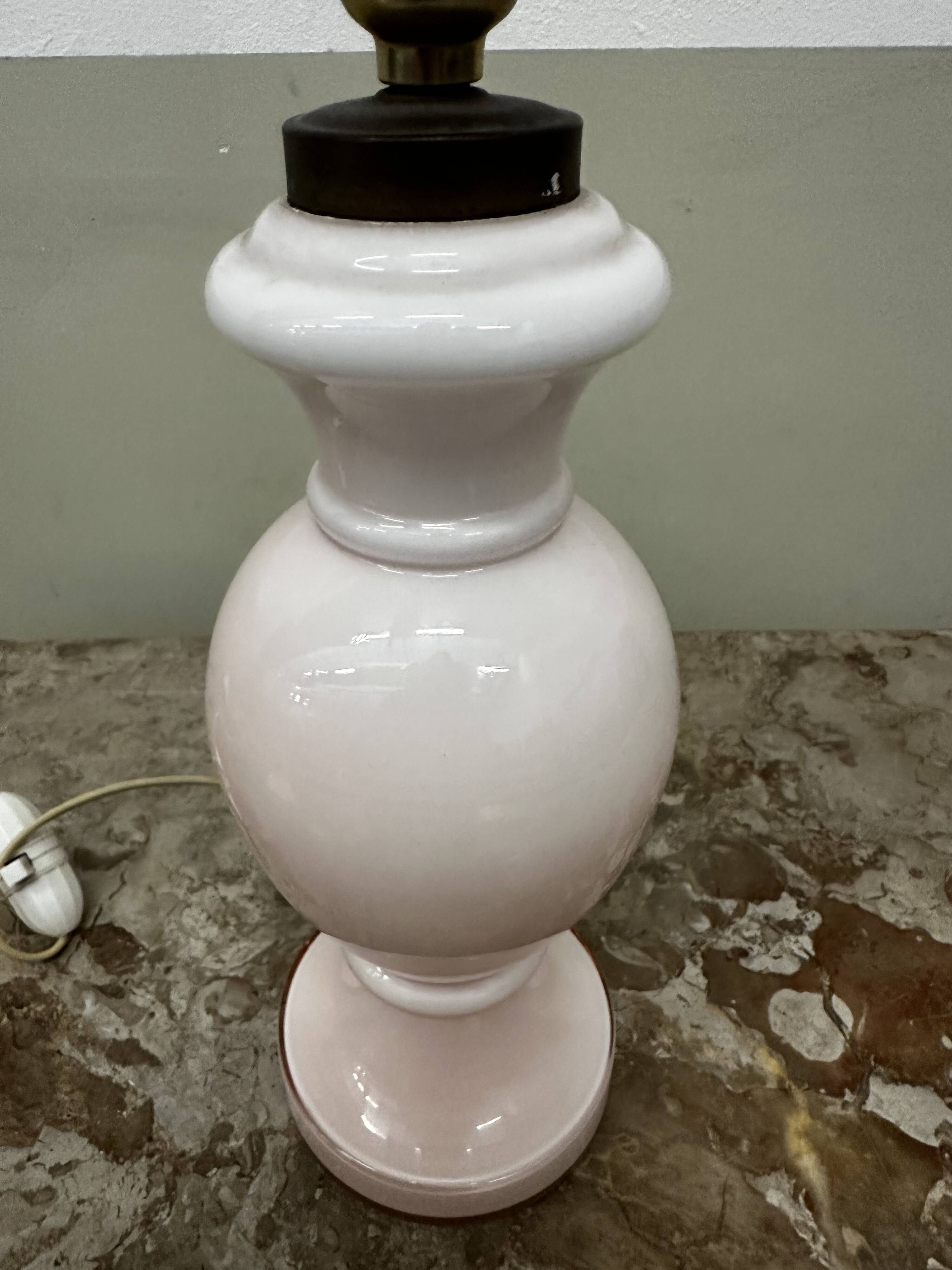 Vintage 70´s Lamp Base in Pink Opaline - H 28 cm - Italy
