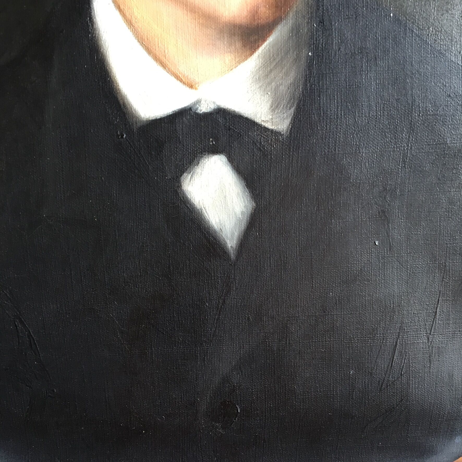 Portrait à l’huile d’un jeune homme fin XIX siècle debut XX siècle