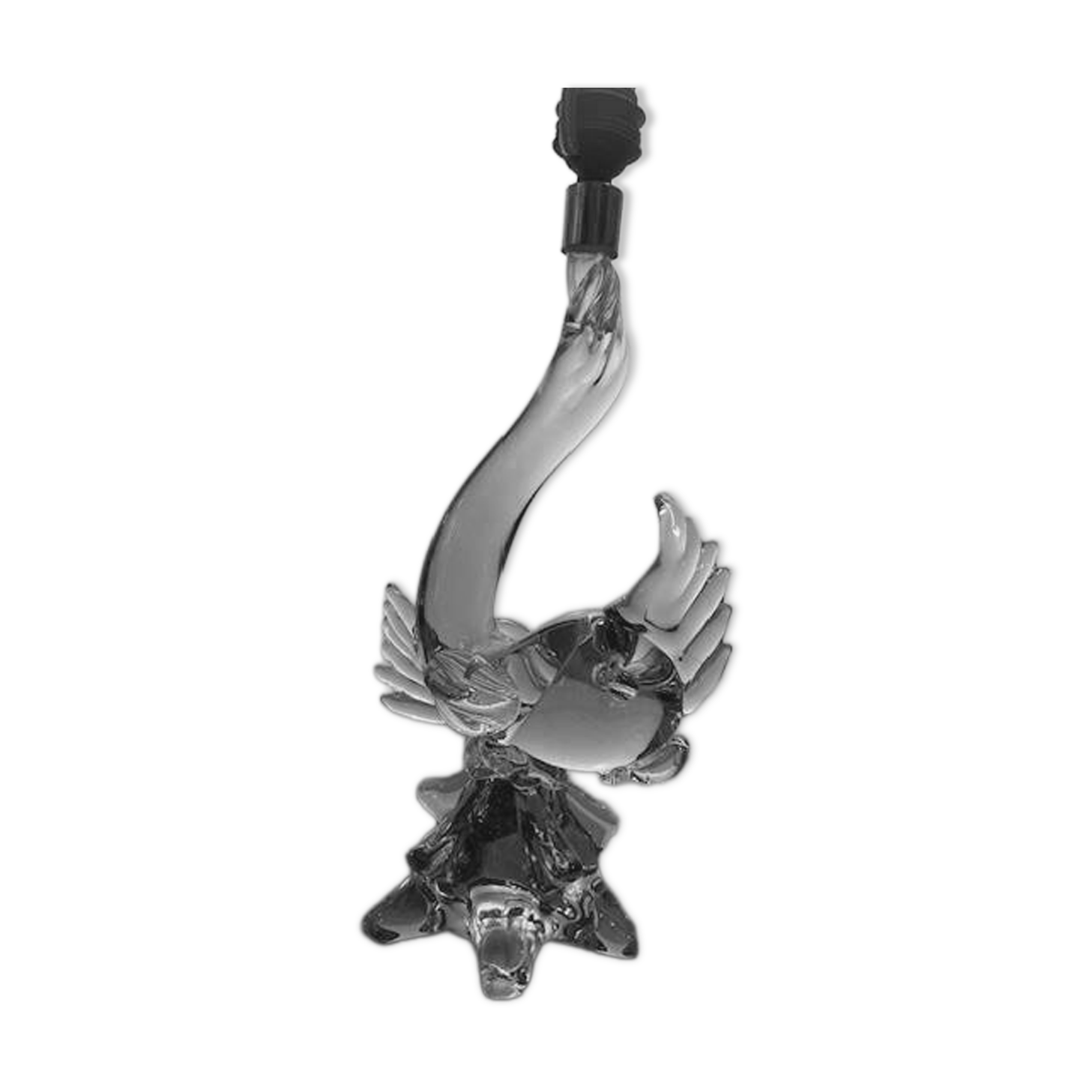 Pied de lampe en cristal en forme de poisson, années 50