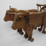 Jouet ancien dejou attelage old french wooden toy 50s