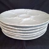 Set of 6 Bareuther Bavaria white porcelain oyster plates