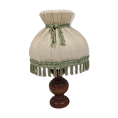 Bedside lamp wooden foot and fabric lampshade 32 cm