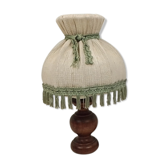 Bedside lamp wooden foot and fabric lampshade 32 cm