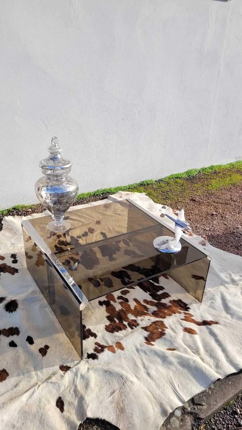 Table basse en verre fumé par Galloti et Radice italie , 1970s