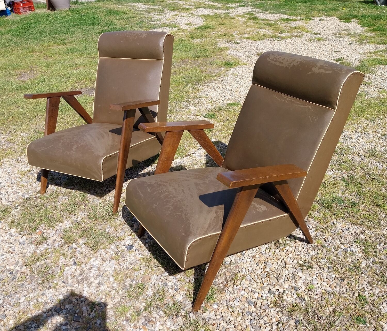 Midcentury green sky armchair