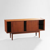 Teak sideboard with vertical hollow handles