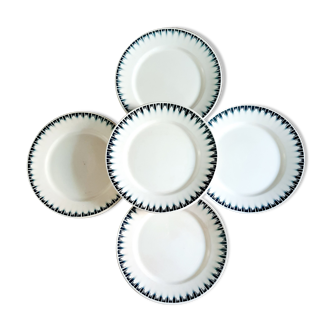 9 assiettes plates Badonviller série Carthage