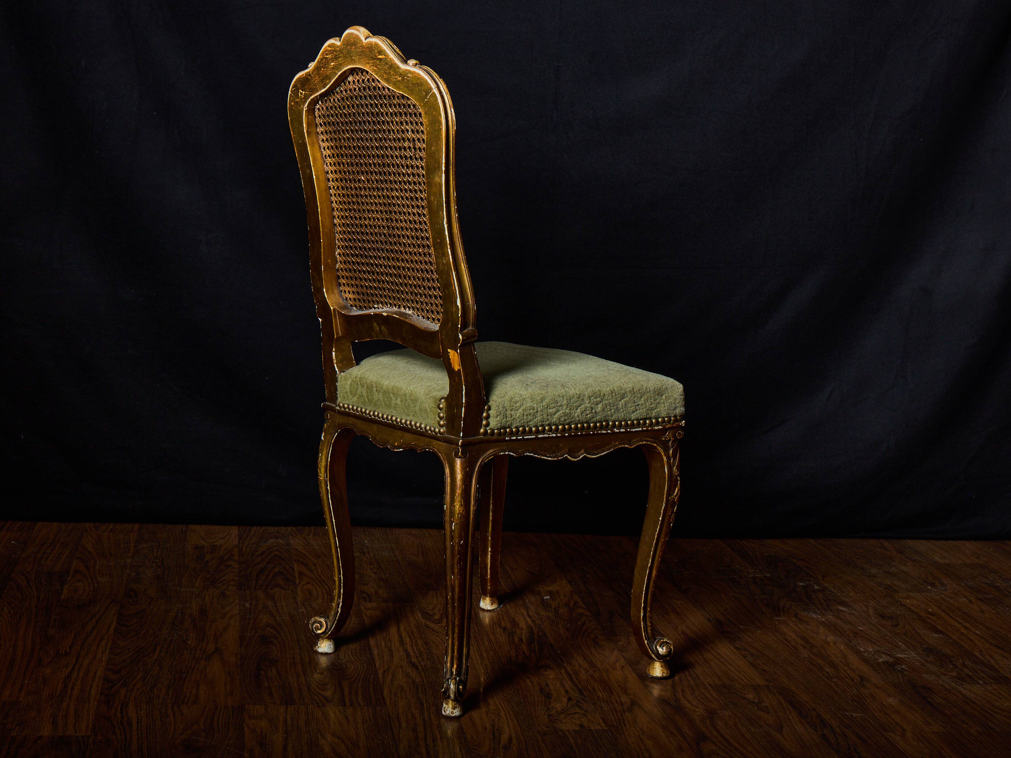 Set of 4 Louis XV style gilded chairs – Musician chair style