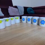 Set of 8 vintage 70's porcelain coffee cups