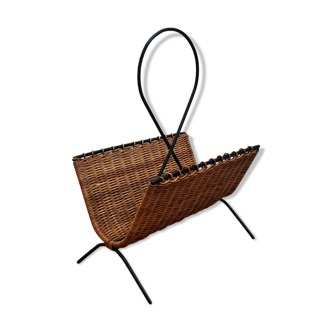 Rattan and metal magazine holders