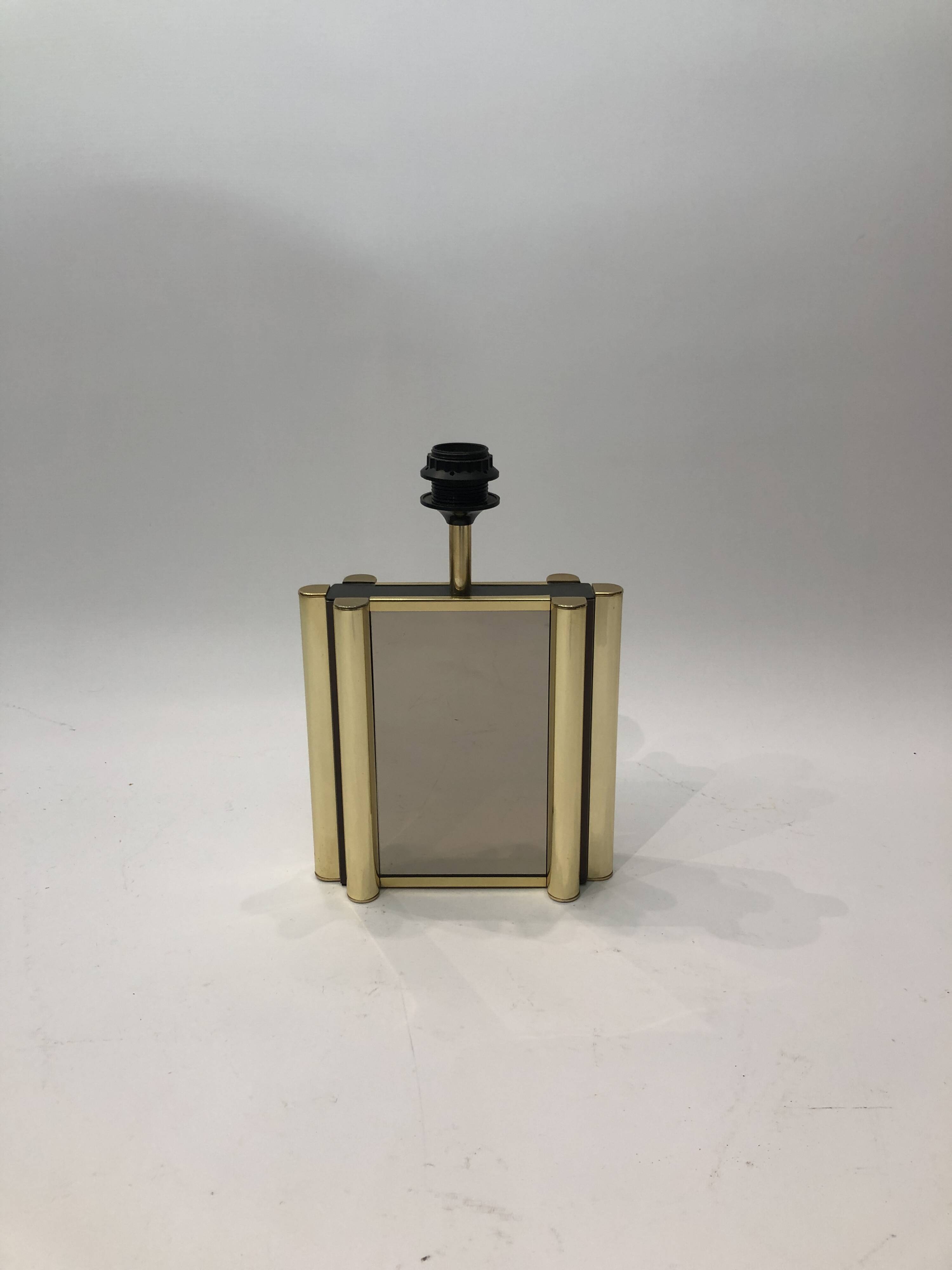 Lampe de table miroir en laiton années 1970 Vintage Hollywood Regency