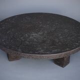 Table basse ronde brutaliste en résine, années 1970