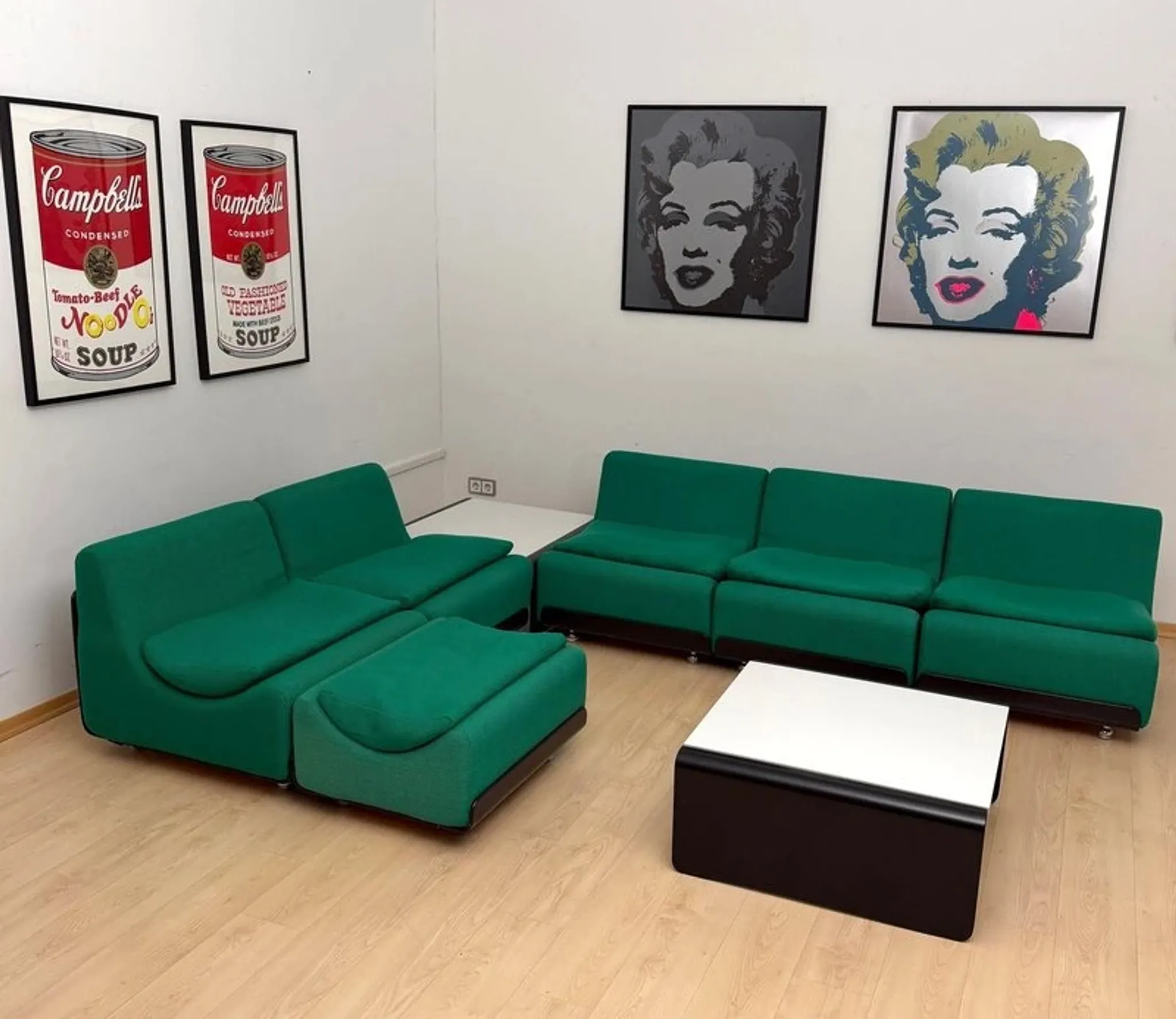 Modular green Orbis sofa ensemble by Luigi Colani for COR, Germany, 1970, set of 8