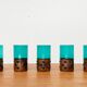 Drinking glasses in green glass and copper in mid-century style by Nanny Still, 1960s, set of 5.