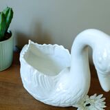 vintage white ceramic swan cache-pot / animal-shaped empty pocket